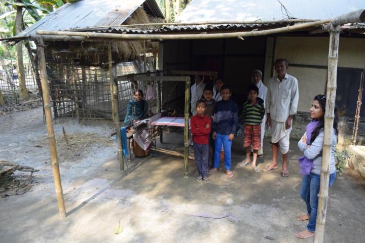 A weaver family in Majuli, Assam, India