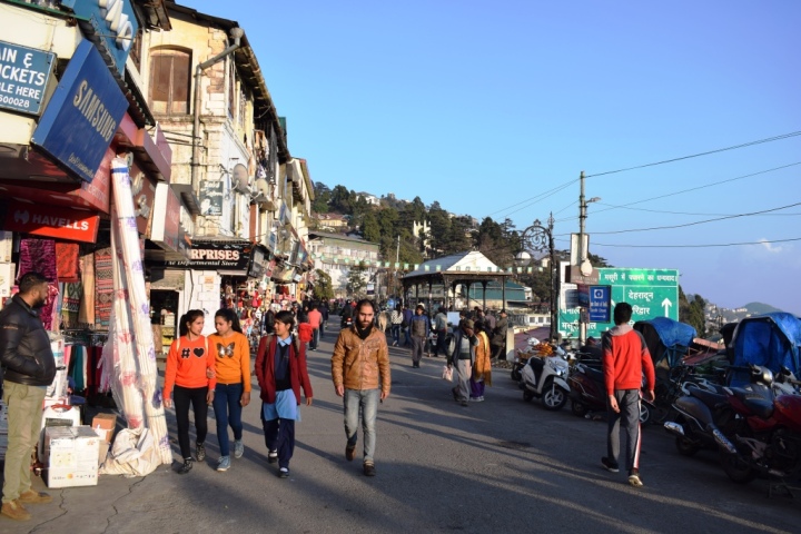 crowded mall road, Mussoorie, Uttarakhand, India